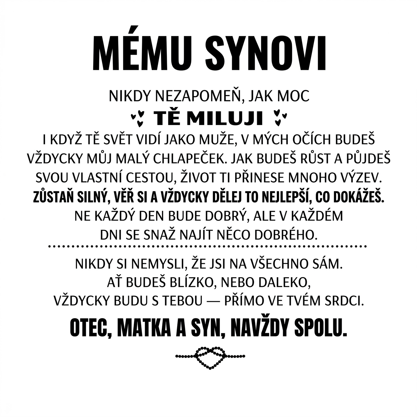 „Gravírovaný náramek ‚Mému synovi‘“