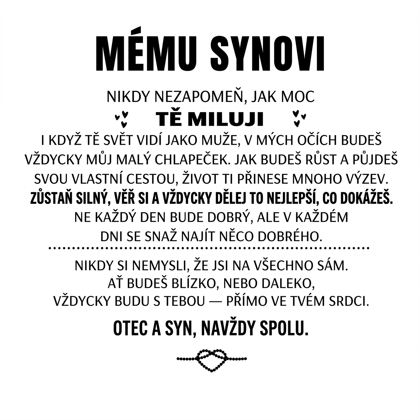„Gravírovaný náramek ‚Mému synovi‘“